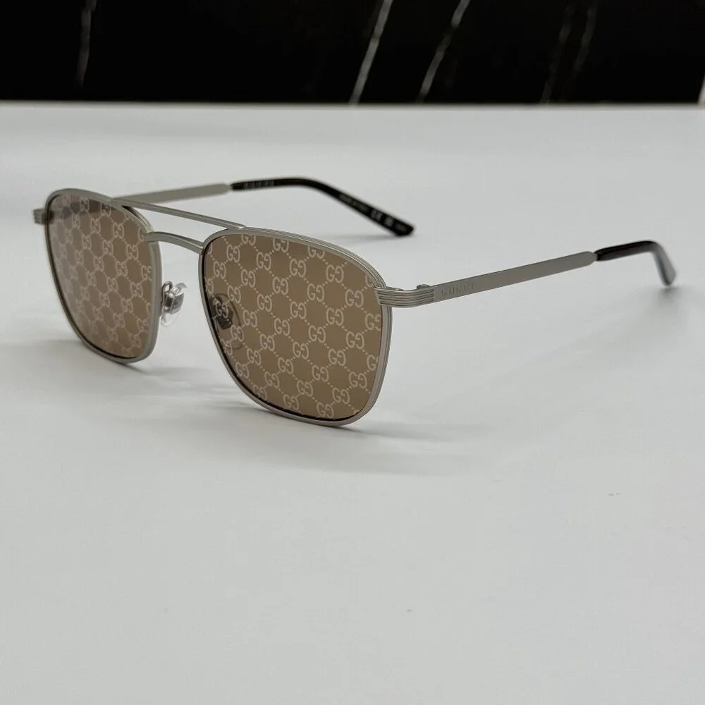 NEW GUCCI SUNGLASSES SILVER BROWN UNISEX EYEWEAR GUCCI GG1881S 004
